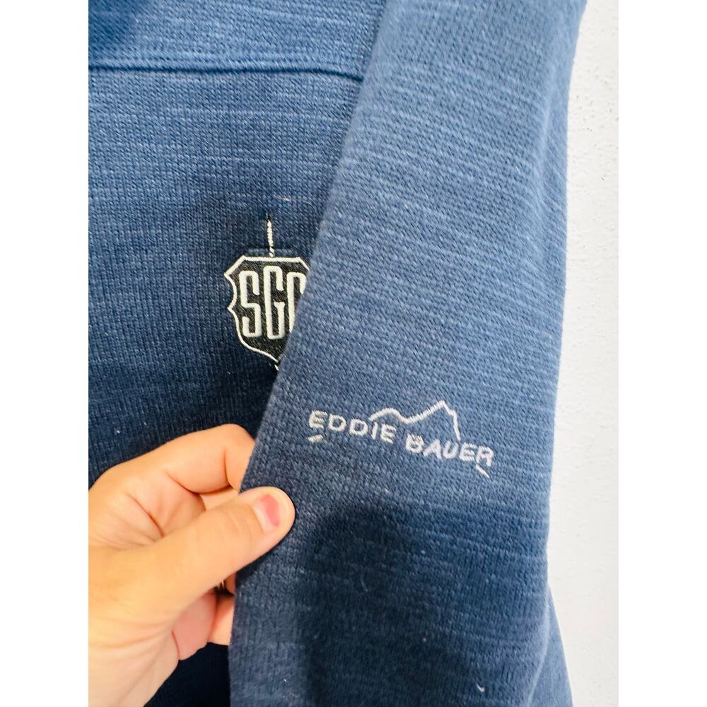 EDDIE BAUER Blue Full Zip Up SGC Embroidered Front Zip Pocket Jacket sz Large - Picture 5 of 13